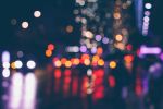 Blurred city streets at night