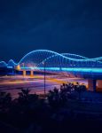 Night shot of a city bridge