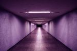 Underground tunnel with purple light