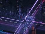 Futuristic city with purple light